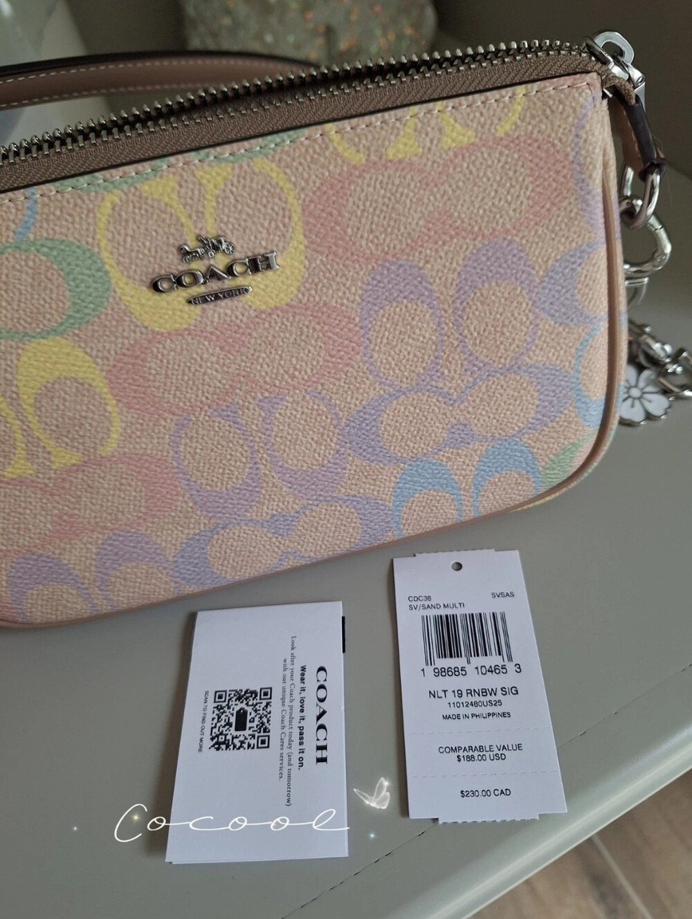 NWT Coach Nolita 19 In Rainbow Signature Canvas cdc38 Silver Sand - Picture 8 of 11